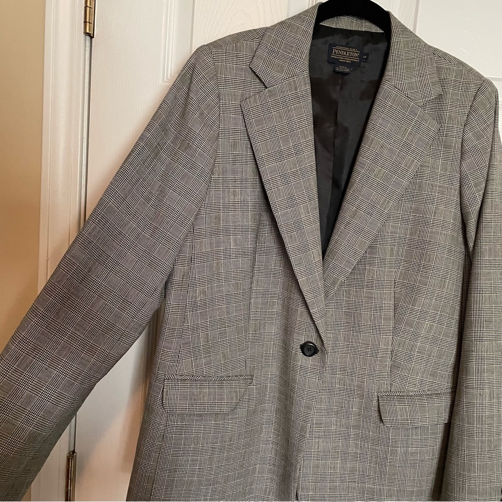 Pendleton Womens Blazer Jacket Gingham Plaid Blac… - image 4